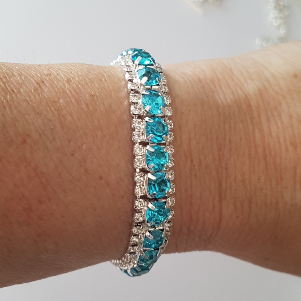 Silver Bracelet with Blue AAA Austrian Zircon